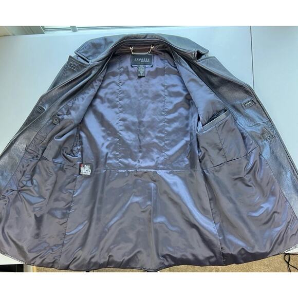 Express Buttery Soft Leather Double Breasted Trench Coat Women’s Small - Picture 5 of 11